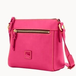 Vibrant Pink Crossbody Bag with Adjustable Strap and Gold Hardware